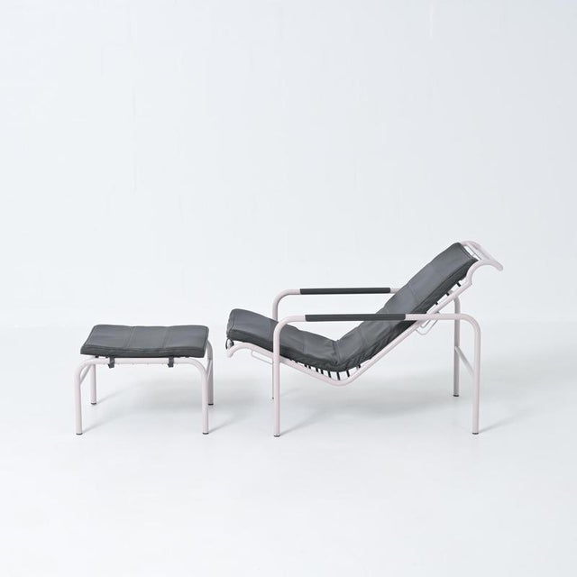 Metal Set of Genni Lounge Chair and Ottoman by Gabriele Mucchi for Zanotta, 1930s For Sale - Image 7 of 18