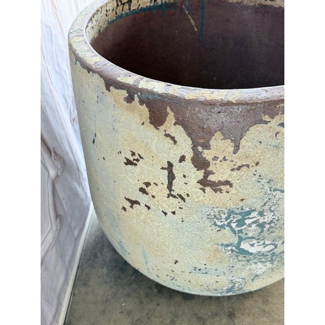 Ceramic Terra Cotta Garden Urn With Verdigris Patina For Sale - Image 7 of 9