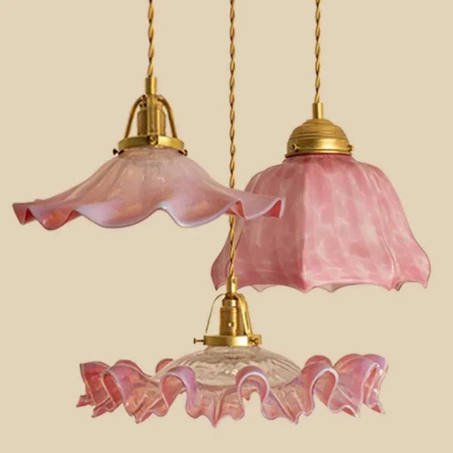 Art Deco Hand-Blown Pink Ruffled Murano Glass Pendant, 1970s For Sale - Image 11 of 13