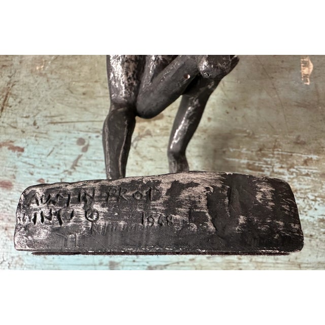 Stone Vintage Brutalist Statue of Running Man & Woman Couple Holding Hands - by Austin Productions 1968 For Sale - Image 7 of 12