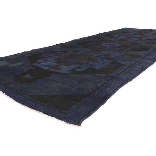 52841 Vintage Turkish Overdyed Rug, 05'09 x 14'05. The Nocturne Relic: A Vintage Turkish Oushak Masterpiece of Shadowed...