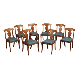 American Empire Style Set of Eight Cherry Dining Chairs For Sale