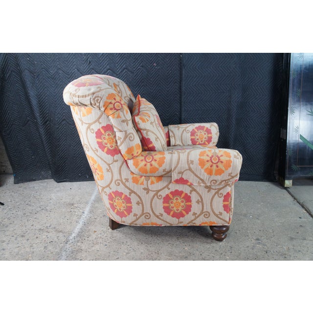 Vintage Pearson Floral Tufted Club Lounge Library Armchair & Ottoman For Sale - Image 13 of 14