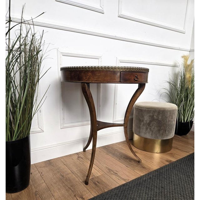 Wood Vintage Italian Round Walnut Side Table, 1930s For Sale - Image 7 of 9