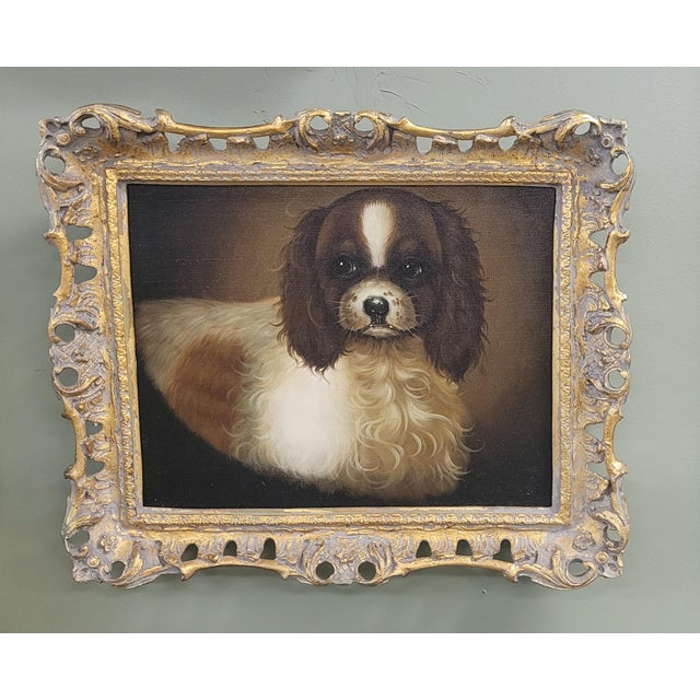 American 1980s Oil Painting After Samuel Giles by Chelsea House Cavalier Spaniel For Sale - Image 3 of 9