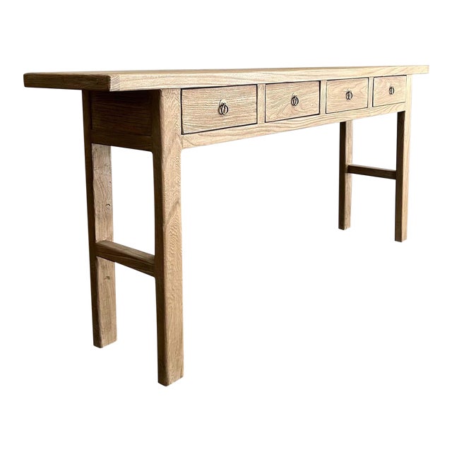 Reclaimed Elm Wood Console Table With Drawers | Chairish
