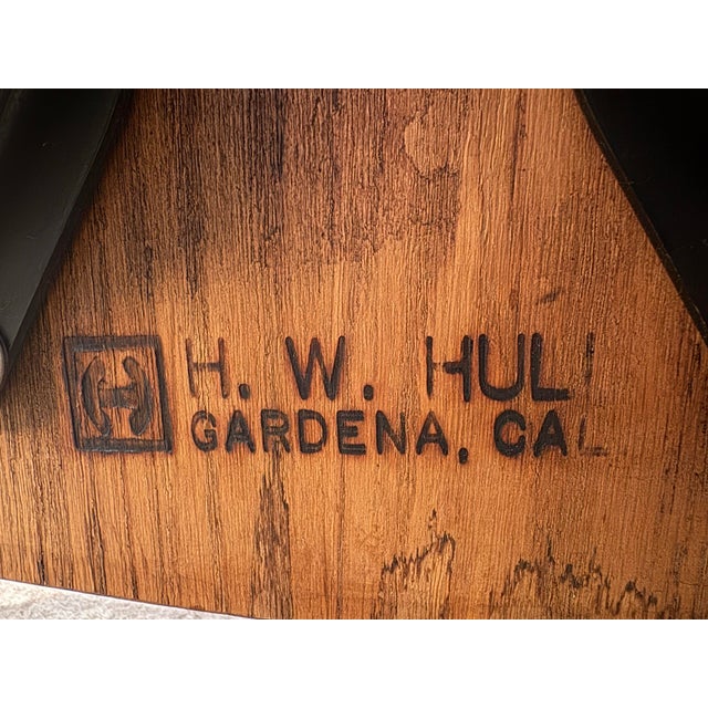 Antique h.w. Hull & Sons Quarter-Sawn Oak Swivel Desk Chair on Original Brass Casters For Sale - Image 4 of 12