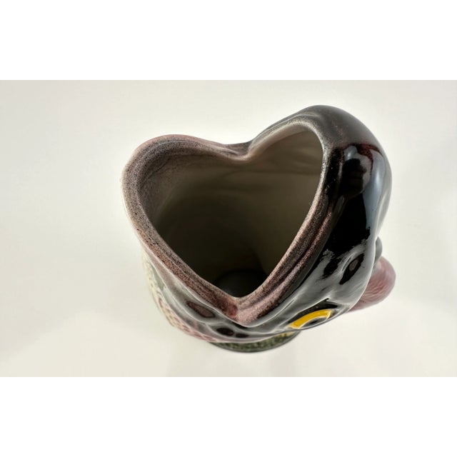 Maroon Vintage 1960's Mid Century Hand Painted Portugal Fish Pitcher For Sale - Image 8 of 10