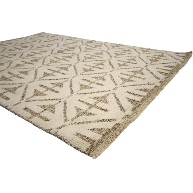 Contemporary Style Souf Rug, High and Low Texture Area Rug with Mid-Century Modern Style, Flat-weave Souf Rug 04'03 x...