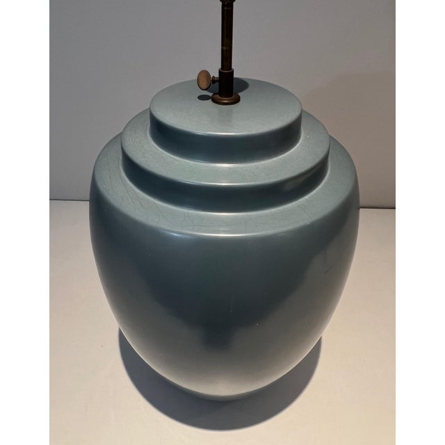 Blue 1970s Mid Century Modern Kosta Blue Ceramic Table Lamp For Sale - Image 8 of 12