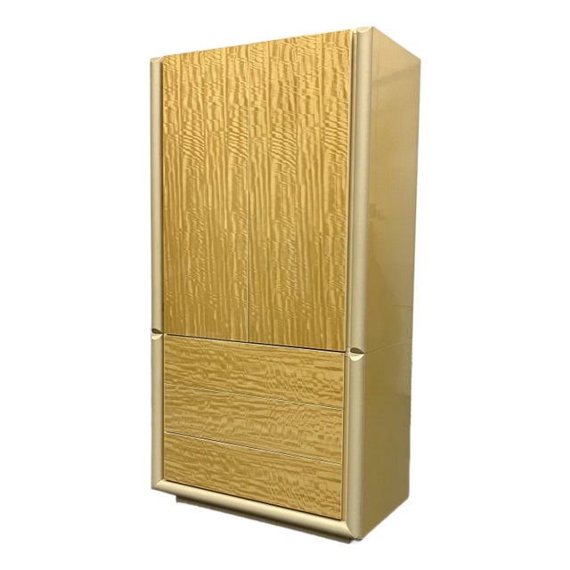 Giorgio Collection Burled Satinwood & Leather Wardrobe For Sale