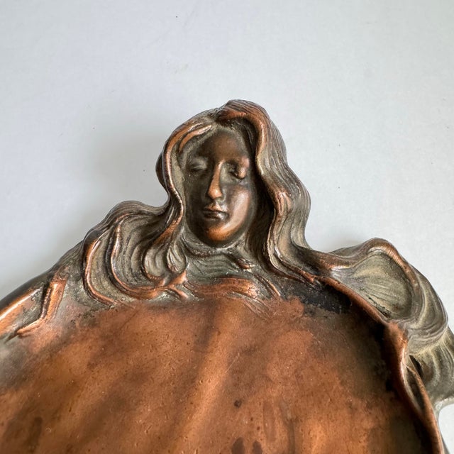 Art Nouveau Tray Bronze Woman Catchall Dish French Villanis A stunning tray featuring a woman and floral motif. This is a...