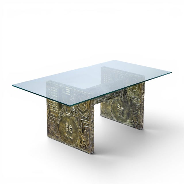 Adrian Pearsall for Craft Associates Mid Century Brutalist Glass Top Dining Table For Sale In Chicago - Image 6 of 7