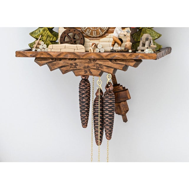 2020s German Black Forest Folk Art Clock - Woodchopper & Dancing Couples For Sale - Image 5 of 5