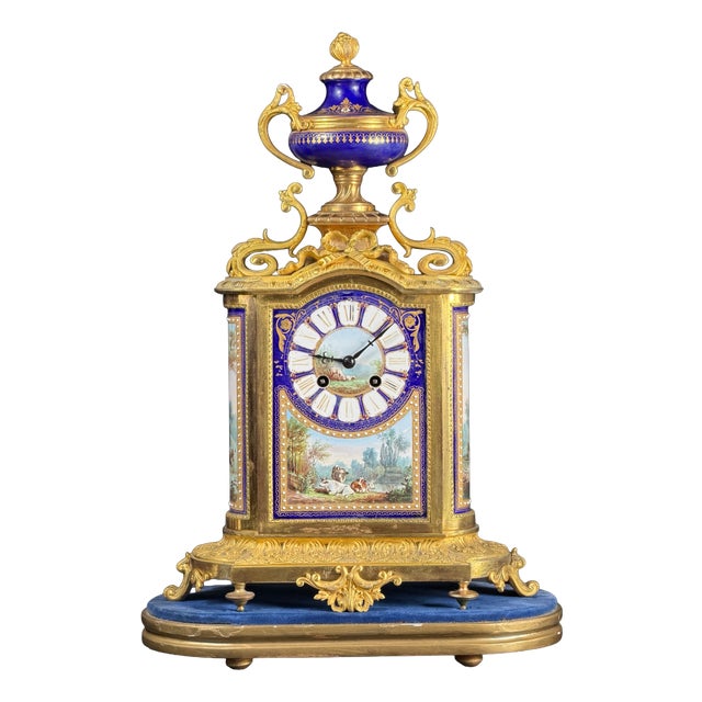 Antique Porcelain and Ormolu Mantel Clock from Richard & Cie, 1890s For Sale