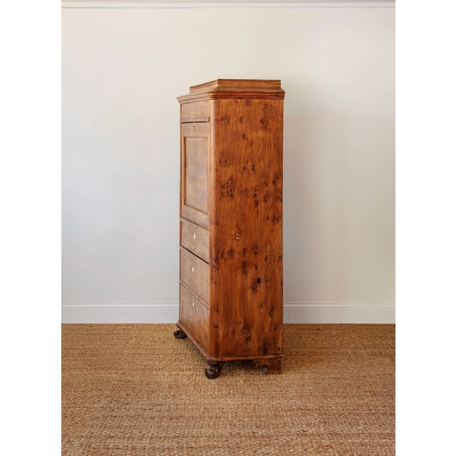 Antique Biedermeier Burl Walnut Single Armoire | Austria C. 1830s For Sale - Image 4 of 5