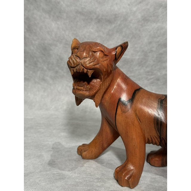 Hand-Carved Wooden Tigers, 1970s, Set of 2 For Sale - Image 4 of 13