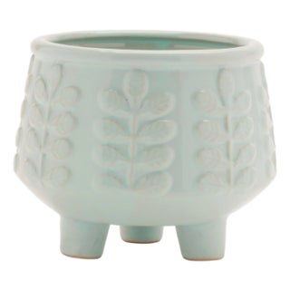 Footed Ceramic Leaf Pattern Planter (Set of 4) For Sale