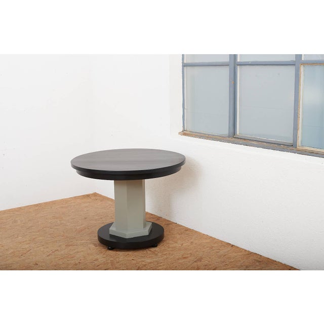 Wooden Round Table in Black Grey, 1930s For Sale - Image 9 of 12
