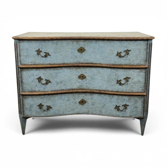 Blue Swedish Neo-Rococo Chest of Drawers, 1890s For Sale - Image 8 of 8