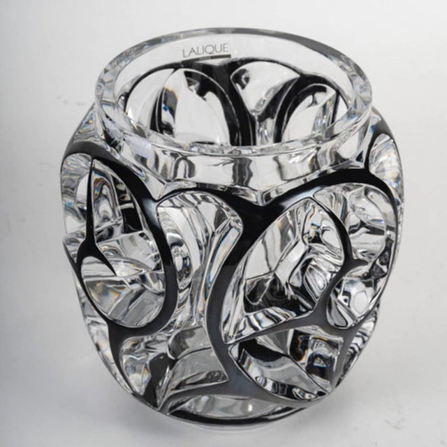 1920s Vintage Swirl Vase in Black-Glazed Clear Crystal by Lalique Crystal, 1926 For Sale - Image 5 of 6