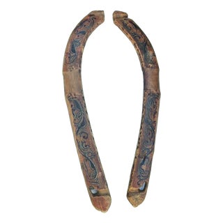 Painted Wooden Shoulder Pole, Set of 2 For Sale
