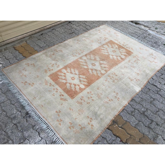 Turkish Vintage Faded Turkish Home Living Rug For Sale - Image 3 of 11