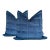 Blue Velvet Sofa Pillows - A Pair For Sale