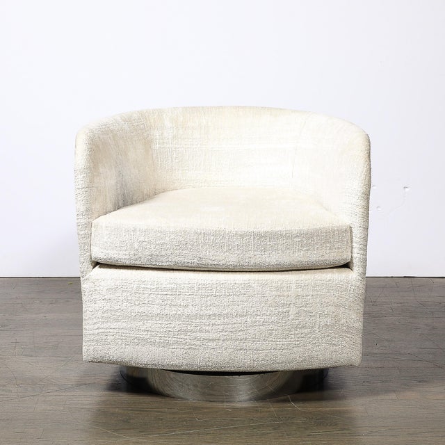 Mid-Century Modernist Chrome & Upholstered Swivel Club Chair by Milo Baughman For Sale - Image 9 of 13