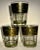 Mid-Century Modern Vintage MCM Cera Cora Roman Arch Green and Gold Old Fashioned Set of 3 Glasses For Sale - Image 3 of 5