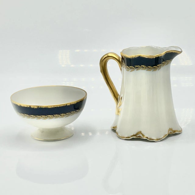 French Art Nouveau Blue and Gold Porcelain Demitasse Coffee Service from Haviland Limoges, France, 1900s, Set of 13 For Sale - Image 5 of 18