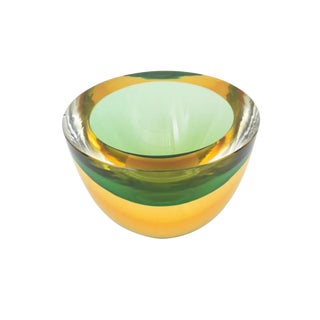 Vintage Murano Sommerso Glass Chunky Geode Bowl Signed Salviati, Italy, 1970's For Sale