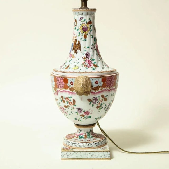 A 19th Century French Samson Famille Rose Porcelain Lamp For Sale - Image 4 of 10