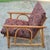 Brown 1960s Ficks Reed Style Pagoda Rattan Bamboo Lounge Chair Tapestry Covered Cushions For Sale - Image 8 of 12