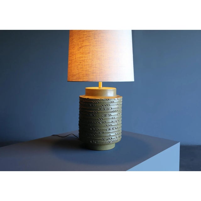Large Scale David Cressey Green Ceramic Lamp, Circa 1970 For Sale In Los Angeles - Image 6 of 13
