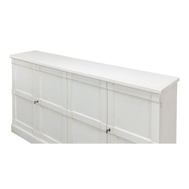 Classic White Paneled Buffet, 75 Inches Wide, 15 Deep For Sale - Image 9 of 10
