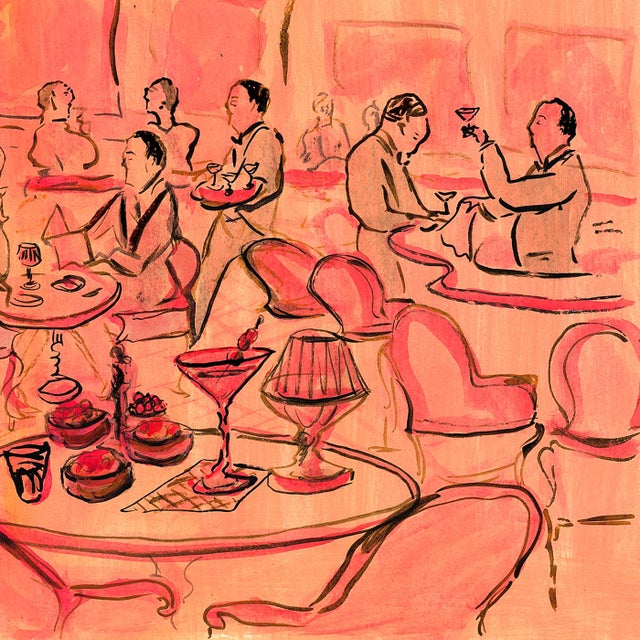 Figurative Poodles at the Pink Bar Print by Pauline De Roussy De Sales For Sale - Image 3 of 4