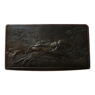 Antique French Horn Snuff Box – Lord Byron’s Mazeppa Scene For Sale