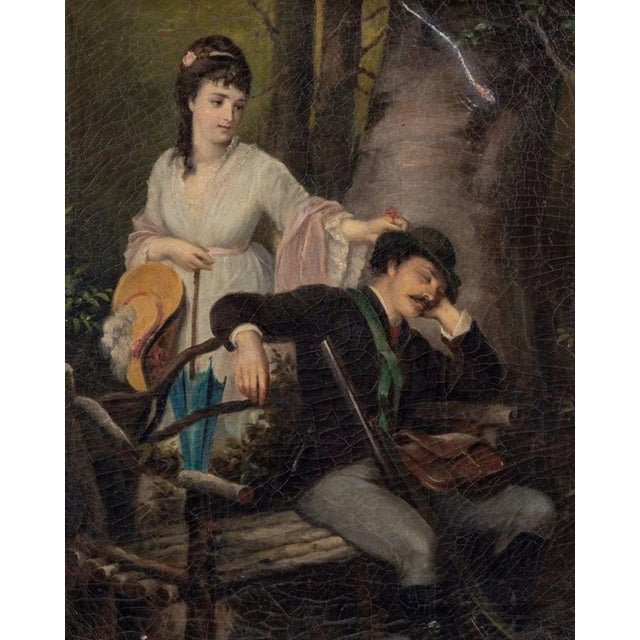 Julius Friedrich Antonio Schrader (German, 1815-1900), The Sleeping Hunter, Oil on Canvas, 19th century, the seated hunter...