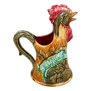 Le Gaulois Rooster Barbotine Pitcher from Onnaing, 1960s For Sale
