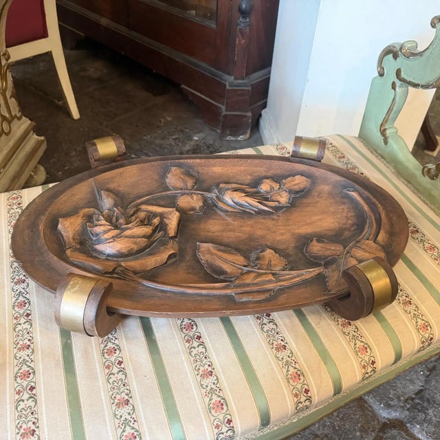 1930s Art Deco Hand-Carved Wood and Brass French Centerpiece For Sale - Image 13 of 15