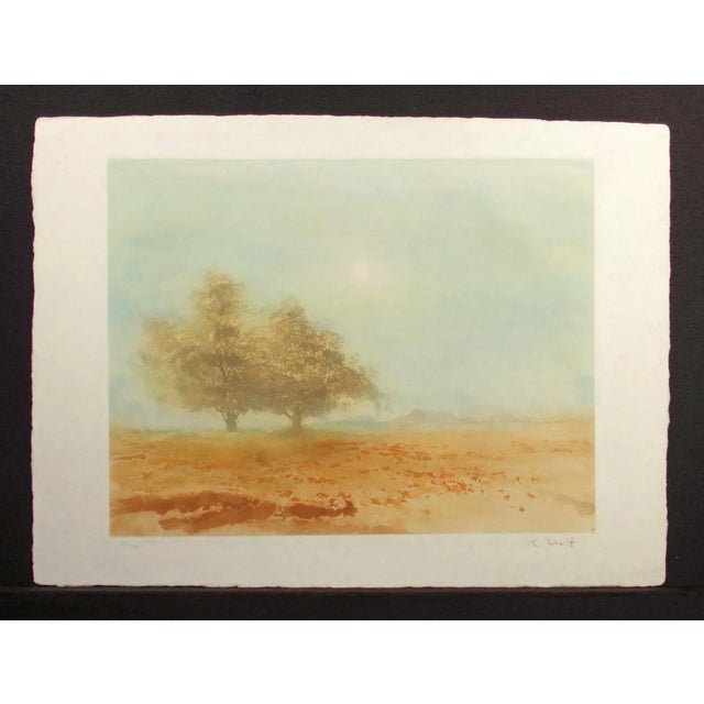 1980s "Summer Solstice" Signed Numbered Art Etching Landscape Sun by Kaiko Moti, Unframed For Sale In Denver - Image 6 of 7