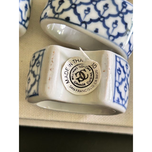 Vintage Williams Sonoma Blue & White Porcelain Napkin Rings - Set of 12 For Sale - Image 12 of 12