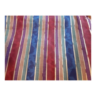 1986 Jay Yang Jewel Chroma Stripe Designer Screen Print Fabric -6 + Yards For Sale
