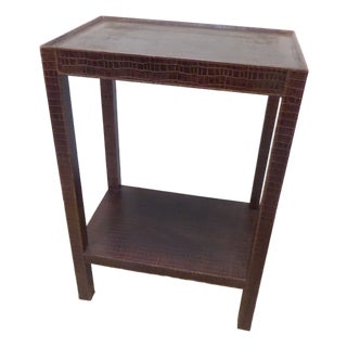 Vintage Leather Covered Console Table For Sale