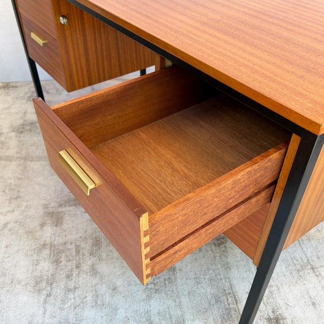 Wood Teak Executive Desk from Abbess Linear, 1965 For Sale - Image 7 of 13