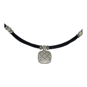 Charriol 18k Gold Dark Steel Cable & Pave Diamond Necklace