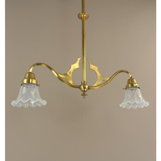 1920s Viennese Art Nouveau Pendant Lamp with Opal Shades, 1920s For Sale - Image 5 of 10