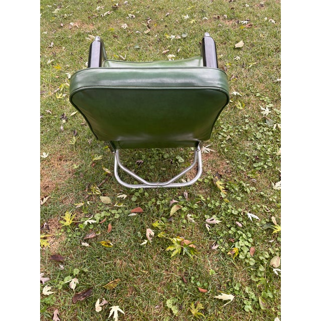 Green 1930s Namco Art Deco Industrial Green Vinyl & Chrome Lounge Chair For Sale - Image 8 of 11