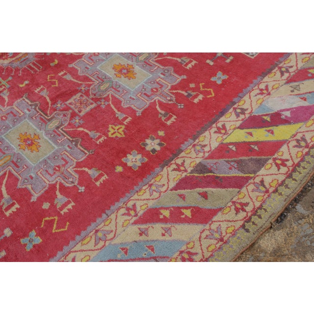 Textile Antique Indian Agra Rug in an All Over Red, Blue, Yellow Medallion Pattern For Sale - Image 7 of 8
